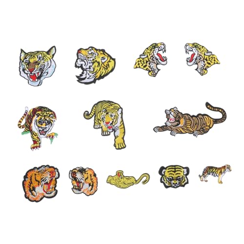 MUELODSIC 12St Gestickte Aufnäher repair patch fix patch dekoringe aufnäher für jacke dekoration Cool Tiger-Design-Patch An dekorative Patches Tiger-Design-Kleiderflecken Polyester Yellow von MUELODSIC