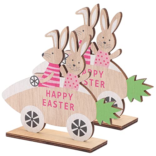 MUELODSIC 2St Kaninchen-Karotten-Ornament Plüsch Zwerge Tisch Hase müde Tablettdekoration Easter Bunny Ostern Osterdeko aus Holz dekorative Requisiten für Ostern hölzern Violet von MUELODSIC