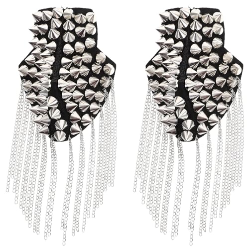 MUELODSIC Epaulette mit Quasten und Nietendesign Silber für Herren Stilvolles Abzeichen für und Kostümpartys Schulterklappen Dekoration Attraktiv und Charmant MUELODSIC Epaulette mit Quasten und Nietendesign Silber für Herren Stilvolles Abzeichen für und Kostümpartys Schulterklappen Dekoration Attraktiv und Charmant von MUELODSIC