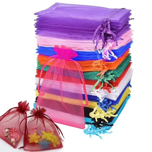 MUFEKUM 110 Stück Bunt Organzasäckchen, 10x15cm Geschenksäckchen Organzabeutel mit Kordelzug, Organza Beutel Geschenkbeutel Organza für Hochzeit, Bonbonsbeutel, Schmuckbeutel, Weihnachten (Bunt) von MUFEKUM