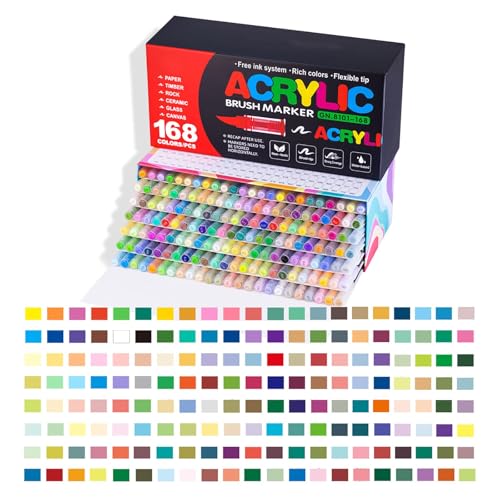 Stellaya Acrylic Markers, Stellaya Straight Liquid Acrylic Marker, Soft Brush Tip Acrylic Paint Markers Pen, Painting Graffiti Markers von MUGUOY