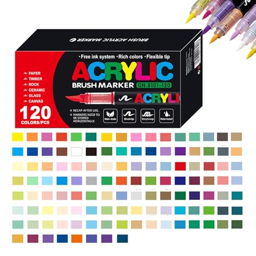 Stellaya Acrylic Markers, Stellaya Straight Liquid Acrylic Marker, Soft Brush Tip Acrylic Paint Markers Pen, Painting Graffiti Markers von MUGUOY