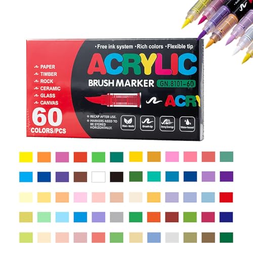 Stellaya Acrylic Markers, Stellaya Straight Liquid Acrylic Marker, Soft Brush Tip Acrylic Paint Markers Pen, Painting Graffiti Markers von MUGUOY