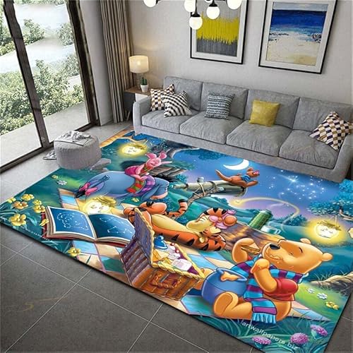 MUICIN Cartoon Winnie The Pooh 3D Gedruckt Teppich Wohnkultur Weiche Flanell Schlafzimmer Teppich Baby Spielen Krabbelteppich für Wohnzimmer .,120 * 160cm von MUICIN