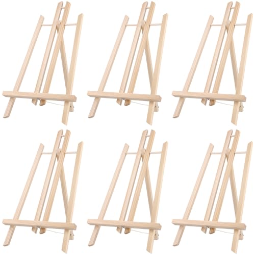 MUKLEI 6 Stück 40 cm Holz-Staffelei, Tischstaffelei, Mini-Kiefernholz-Staffelei, verstellbare Staffelei, Ständer, Stative, faltbare Malstaffelei für Zeichnungen, Bastelleinwand, Bilderrahmen, Schilder von MUKLEI