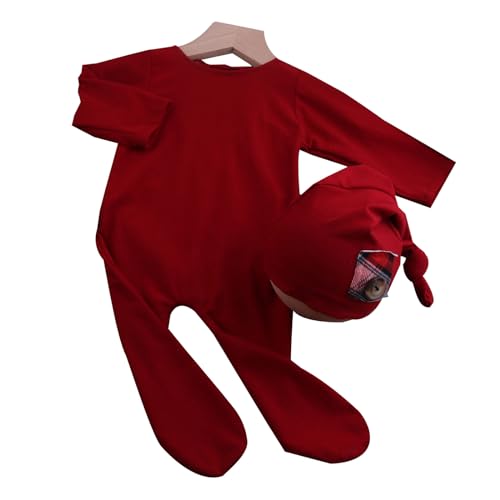 MULAIDI Weihnachten Fotografie Requisiten Jungen Mädchen Weihnachtsmütze Mit Bodys Strampler Foto Requisiten Outfits Set Weihnachtsoutfits Für Jungen von MULAIDI