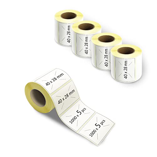 m MU Etiketten Selbstklebend, 40×30MM, 5 Rolle Pack Etikett x 1000 St. Je Rolle = 5000 Label, Kompatibel für Etikettendrucker,DHL-UPS-DPD,Adressetiketten Selbstklebend|4×3CM von m MU
