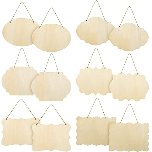 Unfertiges Blanko Holzschild，12 Stück Rechteckiges hängendes holzschild Rechteck holz plaketten，für Brandmalerei, Malen, Schreiben und Dekorieren von MULINHAI