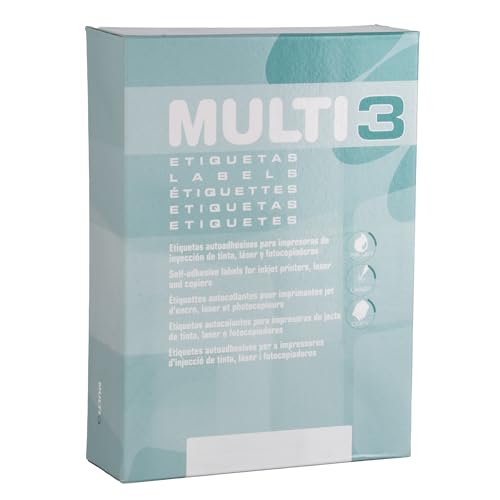 MULTI 3 10533 Klebeetiketten für Drucker, Tintenstrahldrucker und Kopierer, 210 x 297 mm, 500 Blatt von multi3