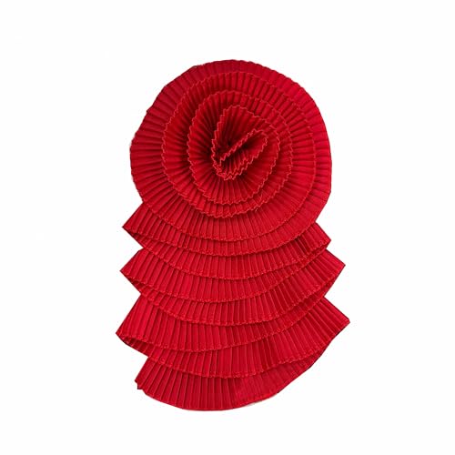 Bunte 3D-Applikationen für Brust, mit Anstecknadel, bunt, plissiert, für Damen, Kleid, Kleidung, handgefertigte Stoffaufkleber (klein (rot)) von MUMAYA