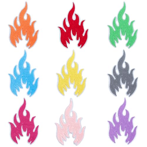 Bunte Flammen-Flicken zum Aufbügeln, bestickte Applikationen, Cartoon-Flammen-Aufnäher, Abzeichen, DIY, Kleidung, T-Shirt, Hut, Jacken, Rucksack, Handwerk, 9 Stück Bunte Flammen-Flicken zum Aufbügeln, bestickte Applikationen, Cartoon-Flammen-Aufnäher, Abzeichen, DIY, Kleidung, T-Shirt, Hut, Jacken, Rucksack, Handwerk, 9 Stück von MUMAYA