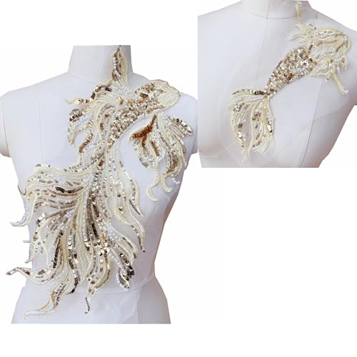 Handgefertigte 3D-Aufnäher mit Goldfisch-Perlen, bestickt, Koi, Meerjungfrauen-Applikation, Spitze, Nähaufnäher für DIY-Kleidung, Hochzeitskleider, Brautschleier, Rucksack, Kunstdekoration (Champagner Handgefertigte 3D-Aufnäher mit Goldfisch-Perlen, bestickt, Koi, Meerjungfrauen-Applikation, Spitze, Nähaufnäher für DIY-Kleidung, Hochzeitskleider, Brautschleier, Rucksack, Kunstdekoration (Champagner von MUMAYA