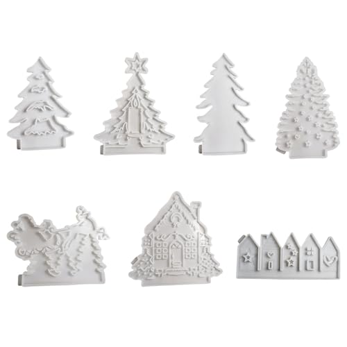 7 Stück Silikonformen Gießformen Kerzenhalter Häuser Kerzenformen Mini Weihnachten Silikonform Haus Gipsformen Zum Gießen 3D Kerzen Formen Silikon Gießformen Haus Silikon DIY (White, One Size) von MUMEOMU