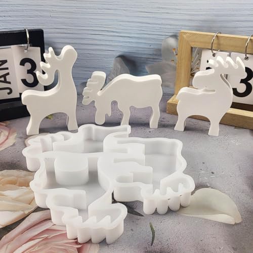 Silikonform Weihnachten Kerzenformen Gießformen Häuser Mini Weihnachten Silikonform Haus Gipsformen 3D Kerzenhalter Gießform Häuser Gipsformen zum Gießen Weihnachtsdeko DIY (White-6, One Size) von MUMEOMU