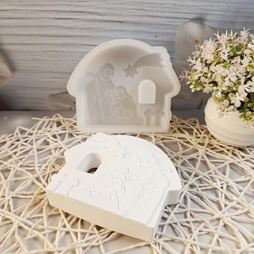 Silikonformen Gießformen Häuser Kerzenformen zum Gießen Mini Weihnachten Silikonform Haus Gipsformen 3D Kerzenhalter Gießform Häuser Gipsformen Weihnachtsdeko DIY Weihnachten (g-White, One Size) von MUMEOMU