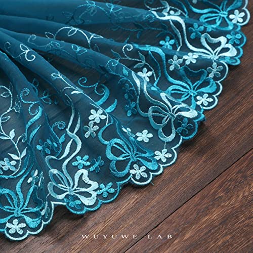 1 yard Blau Grün Blume Stickerei Spitze Stoff Borte Für Baby Schöne Tüll Puppe Mädchen Röcke Kind Kleidung Kleid Zubehör-1 yard grün blau von MUNACRAFT