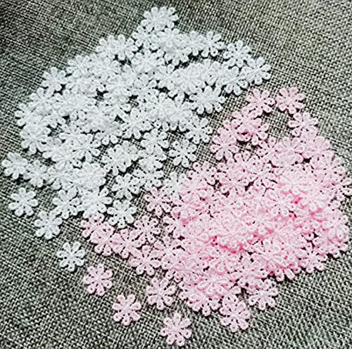 100 Stück süße Blume weiß rosa Blume Spitzenapplikationen Ausschnitt Patches Spitze Stoff Stickerei Nähen Handwerk Zubehör Zubehör-Rosa von MUNACRAFT