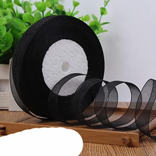 12 mm (45 Meter/Rolle) Organzaband, Weihnachtsfeier, Zuhause, DIY, Geschenkverpackung, Hochzeit, Dekoration, Bänder, DIY Chiffonbänder, schwarz, 12 mm Organza von MUNACRAFT