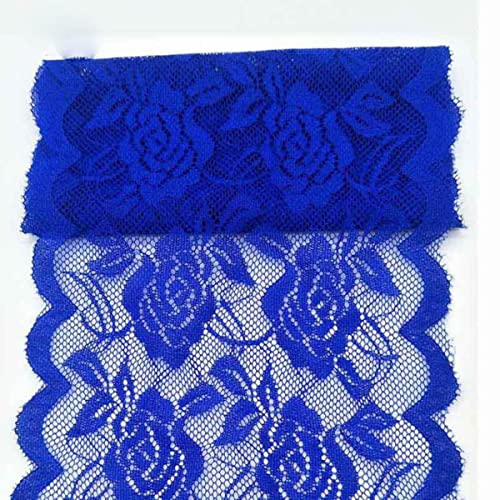 2 Yard Spitzenband Spitzenstoff Afrikanischer Spitzenstoff Rosenblumenmuster Spitzenband 15 cm Breite Diy-Blau von MUNACRAFT