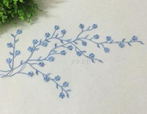 MUNACRAFT 1 Stück 47 cm Hot-Fix Hochzeitskleid Blumenstickerei Eisen auf Patches Spitzenapplikationen Blumenborte DIY Handwerk KW0167-blau von MUNACRAFT
