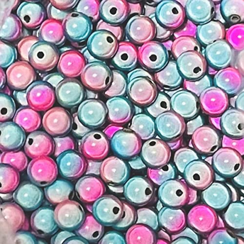 Reflektierende Perlen, 3D-Perlen, 4–30 mm, Stickerei, Acrylperlen für Schmuckherstellung, hübsch unter hellblau-rosa, 10 mm, 100 Stück von MUNACRAFT