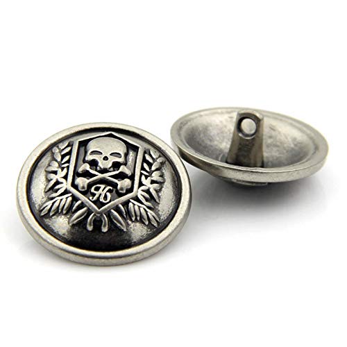 Bastelknöpfe, Knöpfe for Nähen, 12 Stück, 15/20 mm, rundes Totenkopf-Kopf-Muster, Metall, Scrapbooking, 20 mm von MUNANI