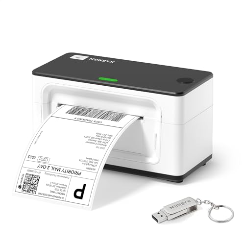 MUNBYN Etikettendrucker DHL Labeldrucker 4XL Etikettendrucker USB Label Printer Thermo-Versandetikettendrucker Desktop Etikettendruck für Amazon DPD DHL UPS Shopify USB Mac/PC von MUNBYN