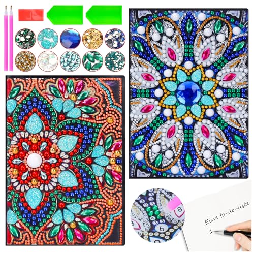 Bastelset Geschenk Mädchen 6 7 8 9 10 Jahre, Diamond Painting Mandala A5 Notizbuch Schulsachen Bastelset Kinder ab 6 -8-12 Jahre, Diamant Painting Tagebuch Basteln Mädchen Geschenke 7 8 9 10 11 Jahre von MUNDIDO