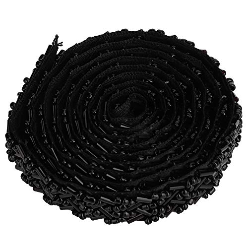 1 Yard Perlenband, handgefertigte Kleidung, besticktes Nähen, Bastelzubehör für Hochzeitskleidung, Dekoration (1.5cm black double eight tube beads) von MUNEFE