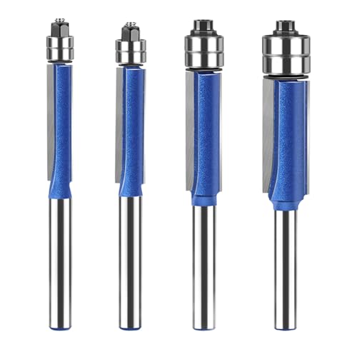 4pcs Flush -Trimmbit Set, 6 mm Schaftoberto -Doppellager gerade Router, Muster Flush Trimm Router Bit für Holzbearbeitung von MUNEFE