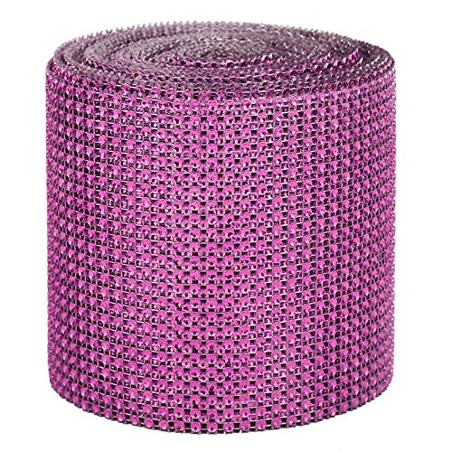 9 m 24 Reihen galvanisiertes künstliches Strassband aus Kunststoff, funkelndes Strass-Netzband für Hochzeitsdekoration (Purple) von MUNEFE