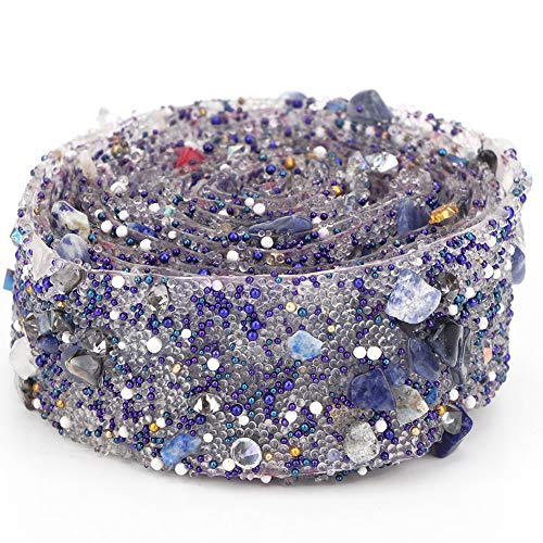 Bling Strass Perlenkette, glänzendes buntes Steinbesatzband Dekorationszubehör, Basteln Nähen Kleid Dekor (2cm purple gravel strip) von MUNEFE