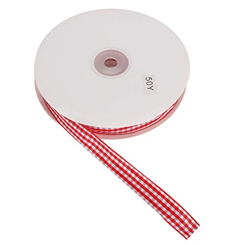 Schwarz-weiß kariertes Band, Gingham-Band, 50 Yards pro Rolle zur Herstellung von Schleifen. Kariertes Band zur Herstellung von Schleifen (Rot und Weiß) von MUNEFE