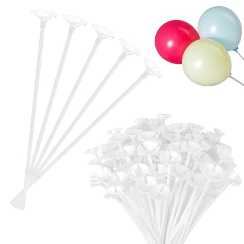 MUNGHOK 150 Stück 32cm Luftballon Stäbe, Luftballon Ständer, Ballonstäbe Luftballon Halter, Luftballons Plastikstäbe Weiß Wiederverwendbar Ballonhalter Set für Geburtstag, Hochzeits, Ballon Zubehör von MUNGHOK