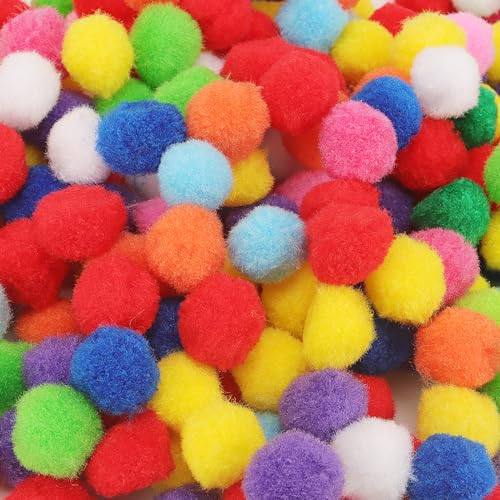 MUNGHOK 500 Stück 25mm Pompons zum Basteln, Bunte Pompom Bälle Kleine Bommeln, Mini Pompons Bommel zum Basteln für DIY Kreative Handwerk Nähen Girlanden von MUNGHOK