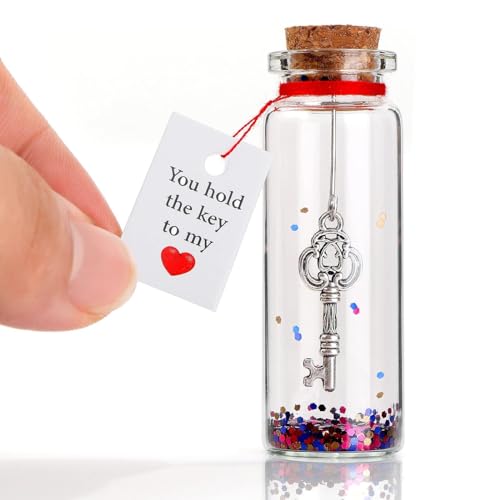 MUNSKT Romantische Botschaft in einer Flasche, Geschenk für Sie und Ihn, Miniatur-Glasflasche mit Korken und Wunschkarte, charmantes Geschenk für Hochzeit, Valentinstag (eine Flasche) von MUNSKT