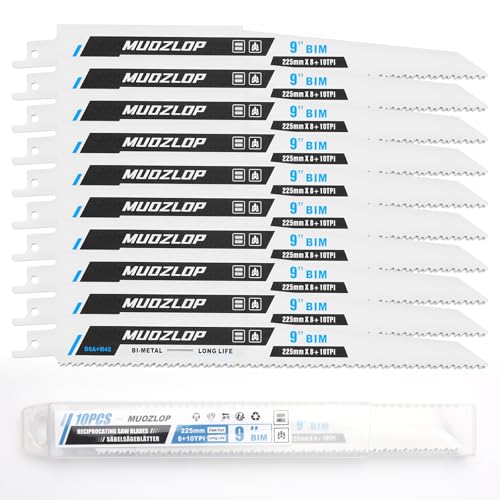 MUOZLOP 10 Pack 9 inch Säbelsägeblätter Set，8+10 TPI Sägeblätter für Säbelsäge，für Holz/Metall Säbelsägeblätter (10, 8+10TPI 225mm) von MUOZLOP