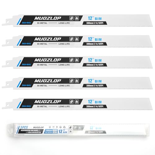 MUOZLOP 5 Pack 12 inch Säbelsägeblätter Set，14/18 TPI Sägeblätter für Säbelsäge，für Holz/Metall Säbelsägeblätter (5, 14/18TPI 300mm) von MUOZLOP