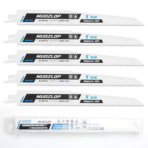 MUOZLOP 5 Pack 9 inch Säbelsägeblätter Set，8+10 TPI Sägeblätter für Säbelsäge，für Holz/Metall Säbelsägeblätter (5, 8+10TPI 225mm) von MUOZLOP