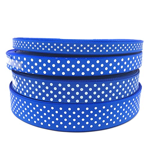 10mm 15mm 20mm 25mm 5 Yards Ripsband PrintingDot Haarschleife Party Weihnachten Hochzeit Dekoration DIY Geschenkverpackung-Blau,15mm von MUPUKKR