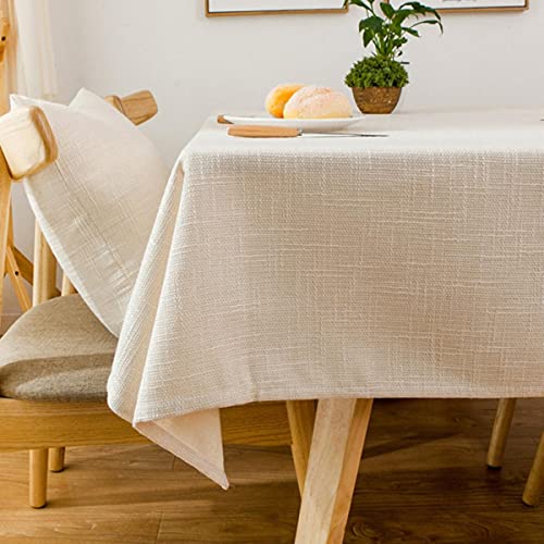 Hochwertige Schlichte dekorative Baumwolle Leinen Tischdecke Dicke Rechteckige Melange Färben Hotel Hochzeit Esstisch Abdeckung Tuch-BEIGE,130X190CM,China von MUPUKKR