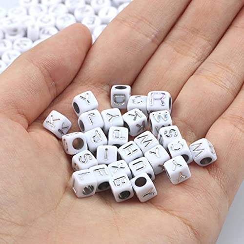 Mischfarbe Brief Acrylperlen Runde Flache Alphabet Lose Abstandsperlen Für Schmuckherstellung Handgemachte Diy Armband Zubehör-Würfel 6mm Silber 1.200pc von MUPUKKR