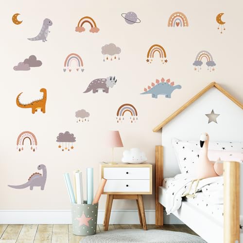 MURISE Wandtattoo Kinderzimmer, Wandaufkleber Regenbogen und Jura-Dinosaurier, Wandtattoo Babyzimmer Mädchen Junge, Wandsticker Wanddeko für Kinder von MURISE