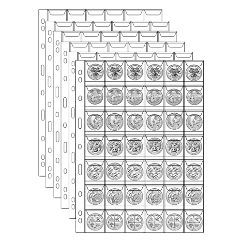 MUROAD Münzhüllen mit 42 Taschen für Sammler, Standard 9-Loch-Münzsammelseiten, 10 Blatt Münzhüllen, Münzsammelbedarf (42 Taschen x 10 Blatt) von MUROAD