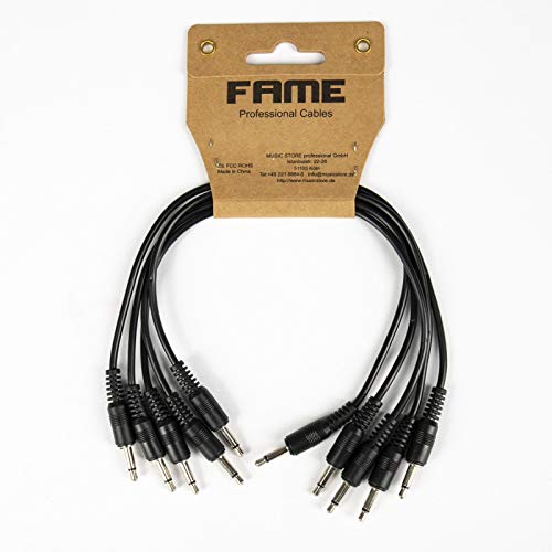 MUSIC STORE Eurorack Patchkabel 30cm, 5er Set, Schwarz, 3,5mm Mono-Klinkenstecker von MUSIC STORE