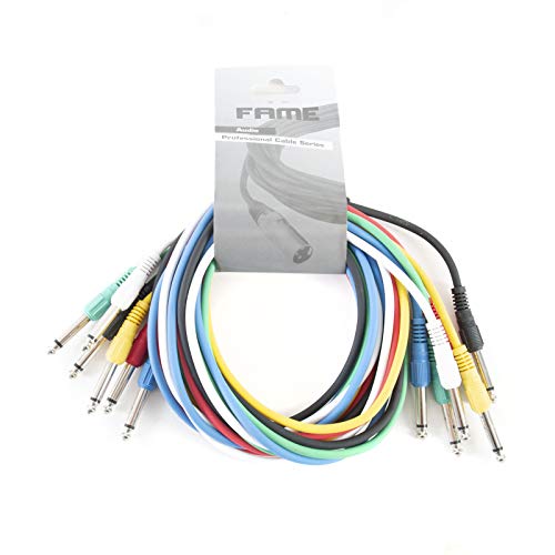 MUSIC STORE Patchkabel 1,5m, 6er-Pack Multicolour, Mono, Basic Standard, Gerader Stecker von MUSIC STORE