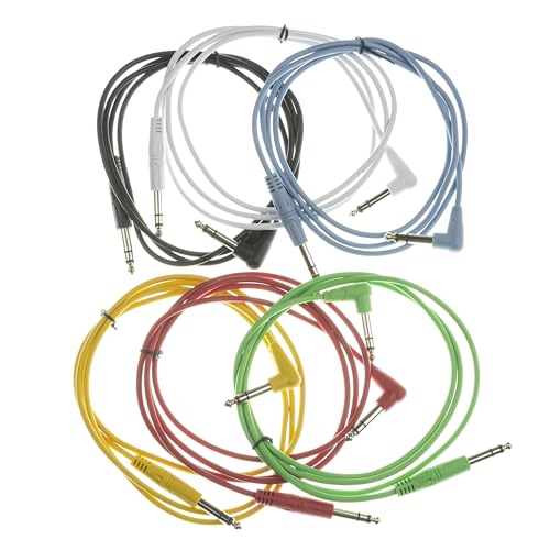 MUSIC STORE Patchkabel 6er-Pack, 1,5m, Multicolour Stereo, Winkelklinke, Basic Standard, Ideal für Studio & Zuhause, Robust & Langlebig von MUSIC STORE