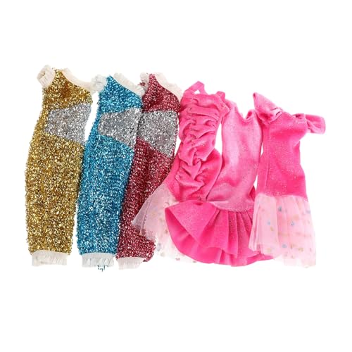 6 Teiliges Babydoll Kleid Mit Pailletten Prinzessin Puppen Prinzessin Kleid Formelle Kleidung Kleidung Für Modepuppen Glitzer Prinzessin Kostümkleid Hochzeitsrock Ein MUSISALY von MUSISALY