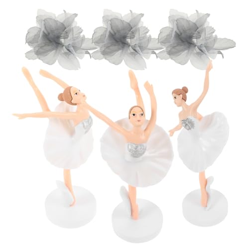 MUSISALY 1 Satz 6 Stk Ballettmädchen-ornamente Ballerina-figur Damenanzüge Kuchendeckel Für Mädchen Auto- Tänzer Figur Statue Heimdekoration Feenkuchendeckel Feenfigur Plastik Weiß von MUSISALY