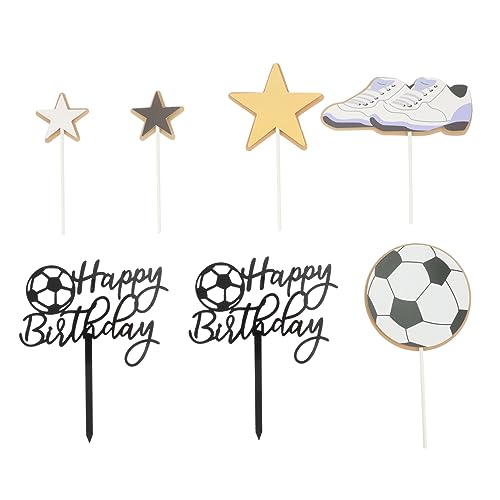 MUSISALY 1 Satz Cupcake-topper Geburtstagstorte Dekoration Fußball Für Kinder Kuchendeckel Für Jungen Kuchendekoration Kinderfußball Zubehör Für Fußballpartys Kuchen Picks Black von MUSISALY